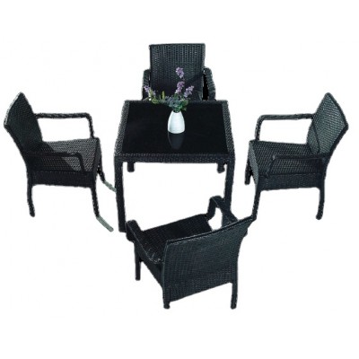 5pc Pe Rattan Wicker Plastic Aluminum Frame Cheap Garden Chair Restaurant Chair Hotel Chair With Table